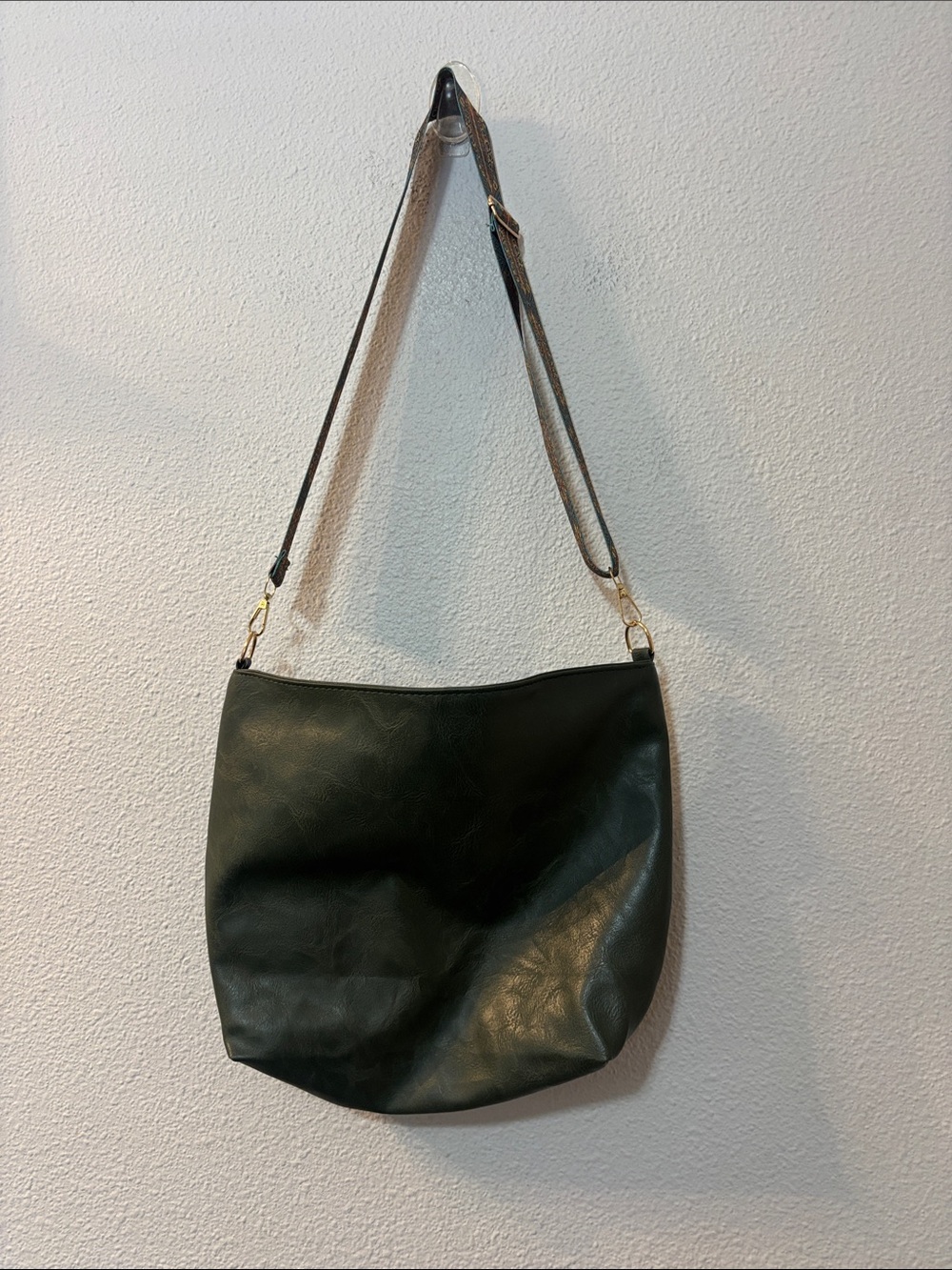Dark Green Leather Shoulder Bag - Classic Women’s Hobo